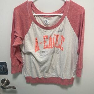 American Eagle Outfitters, Size M, heather red and light grey Long Sleeve Tee